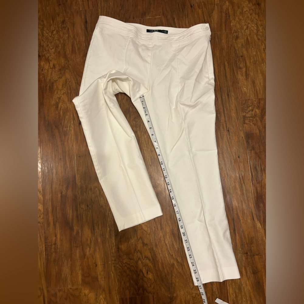 Women’s Cream Cropped Capri Ankle Pants Side Zip Closure 90s Minimalism Classy - Picture 7 of 10